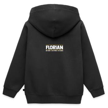 Florian - Kinder Premium Organic Zip Hoodie - Schwarz - Hinten - AI Model Kid Male (0cm)