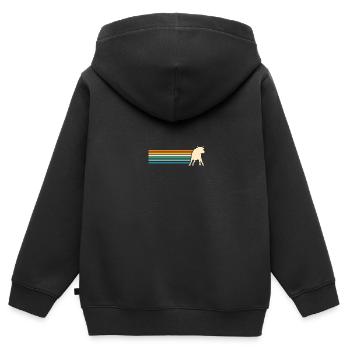 Bovins de buffle Bœufs - Sweat Premium à capuche zippé enfant bio - noir - Dos - AI Model Kid Male (0cm)