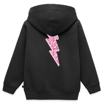 Rosa Camo Blitz Süße Damen Camouflage - Kinder Premium Organic Zip Hoodie - Schwarz - Hinten - AI Model Kid Male (0cm)