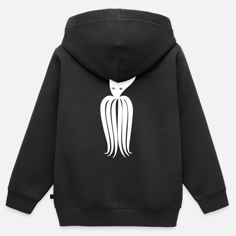 Pieuvre pieuvre - Sweat Premium à capuche zippé enfant bio - noir