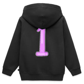 1 Gagnant - Sweat Premium à capuche zippé enfant bio - noir - Dos - AI Model Kid Male (0cm)