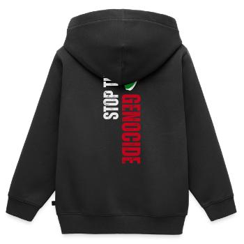 Stoppt den Völkermord, befreit Palästina - Kinder Premium Organic Zip Hoodie - Schwarz - Hinten - AI Model Kid Male (0cm)