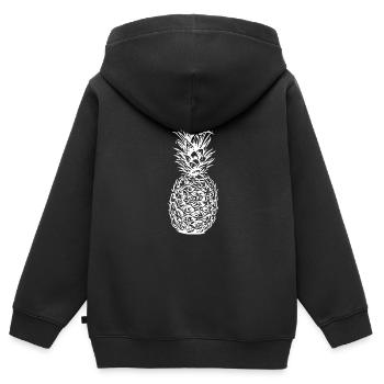 ananas - Sweat Premium à capuche zippé enfant bio - noir - Dos - AI Model Kid Male (0cm)
