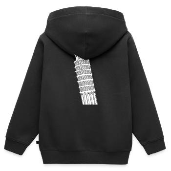 Tour penchée de Pise Tourisme Italie - Sweat Premium à capuche zippé enfant bio - noir - Dos - AI Model Kid Male (0cm)