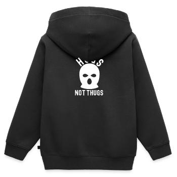 Hugs Not Thugs Gangsta - Kinder Premium Organic Zip Hoodie - Schwarz - Hinten - AI Model Kid Male (0cm)