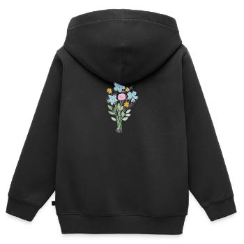 Les bouquets de fleurs - Sweat Premium à capuche zippé enfant bio - noir - Dos - AI Model Kid Male (0cm)