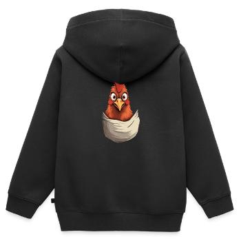 Chicken In Pocket - Kinder Premium Organic Zip Hoodie - Schwarz - Hinten - AI Model Kid Male (0cm)