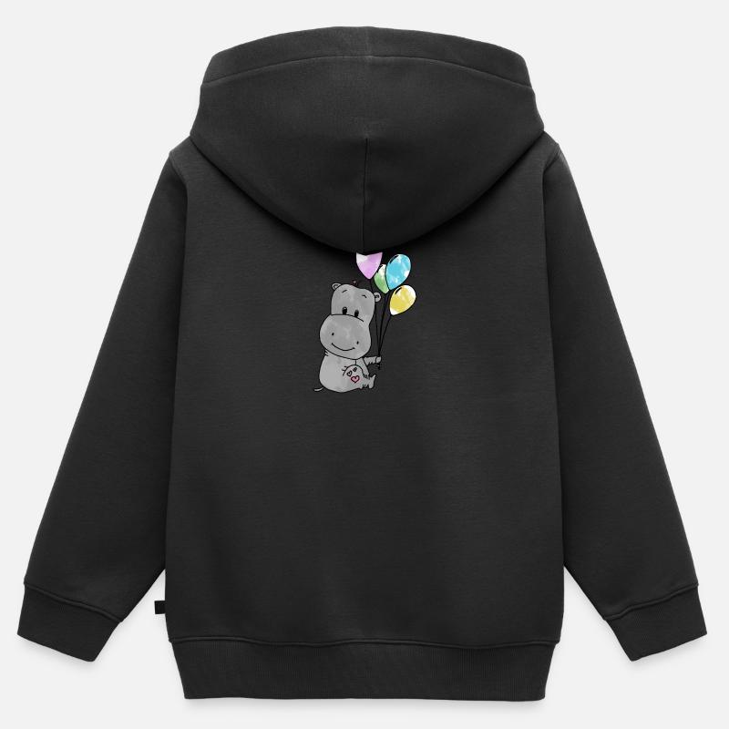 hippopotame - Sweat Premium à capuche zippé enfant bio - noir