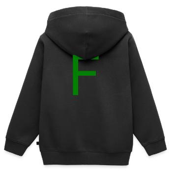 F gruen Buchstabe Alphabet - Kinder Premium Organic Zip Hoodie - Schwarz - Hinten - AI Model Kid Male (0cm)