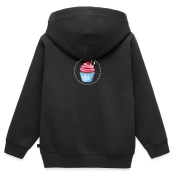 Cupcake cerise - Sweat Premium à capuche zippé enfant bio - noir - Dos - AI Model Kid Male (0cm)