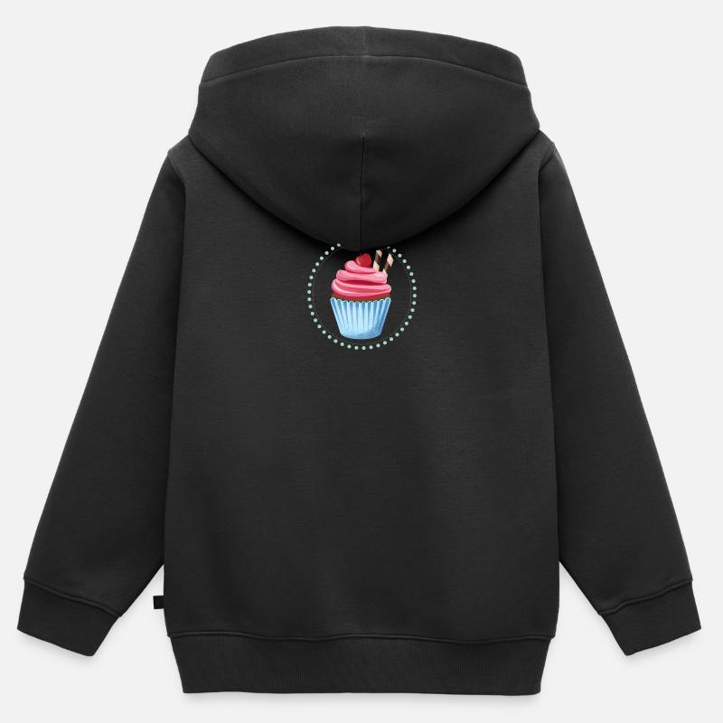 Cupcake cerise - Sweat Premium à capuche zippé enfant bio - noir