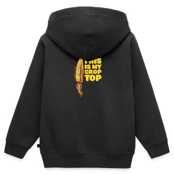 Citations agricoles drôles C’est mon agriculteur Crop Top - Sweat Premium à capuche zippé enfant bio - noir - Dos - AI Model Kid Male (0cm)
