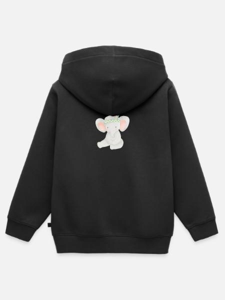 Boho Elefant - Kinder Premium Organic Zip Hoodie - Schwarz