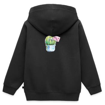 hug me - Kinder Premium Organic Zip Hoodie - Schwarz - Hinten - AI Model Kid Male (0cm)