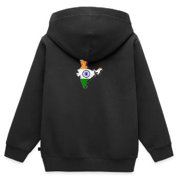Indien - Kinder Premium Organic Zip Hoodie - Schwarz - Hinten - AI Model Kid Male (0cm)