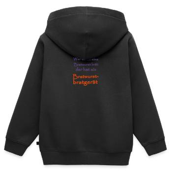 Bratwurst - Kinder Premium Organic Zip Hoodie - Schwarz - Hinten - AI Model Kid Male (0cm)