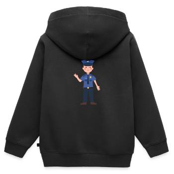 Officier de police - Sweat Premium à capuche zippé enfant bio - noir - Dos - AI Model Kid Male (0cm)
