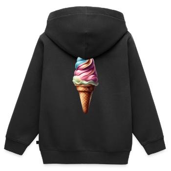 Leckere bunte Eiswaffel - Kinder Premium Organic Zip Hoodie - Schwarz - Hinten - AI Model Kid Male (0cm)
