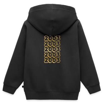 2003 - Kinder Premium Organic Zip Hoodie - Schwarz - Hinten - AI Model Kid Male (0cm)