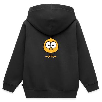 poussin jaune - Sweat Premium à capuche zippé enfant bio - noir - Dos - AI Model Kid Male (0cm)