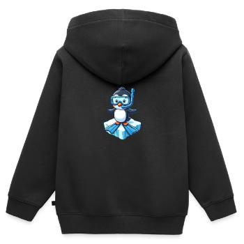 Süßer Pinguin Taucher Cartoon Eisscholle - Kinder Premium Organic Zip Hoodie - Schwarz - Hinten - AI Model Kid Male (0cm)