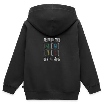Tableau périodique - Sweat Premium à capuche zippé enfant bio - noir - Dos - AI Model Kid Male (0cm)