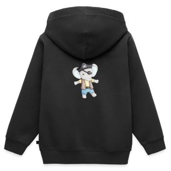 niedlicher Elefant als Pirat - Kinder Premium Organic Zip Hoodie - Schwarz - Hinten - AI Model Kid Male (0cm)