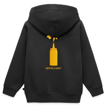envoyer la sauce mayo V2 - Sweat Premium à capuche zippé enfant bio - noir - Dos - AI Model Kid Male (0cm)