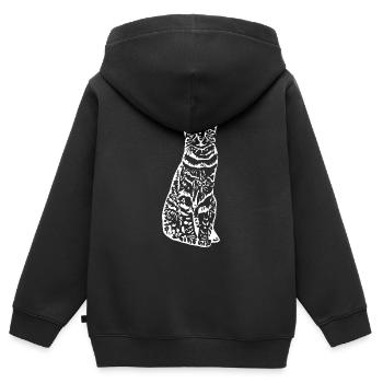 Chat chat chaton - Sweat Premium à capuche zippé enfant bio - noir - Dos - AI Model Kid Male (0cm)