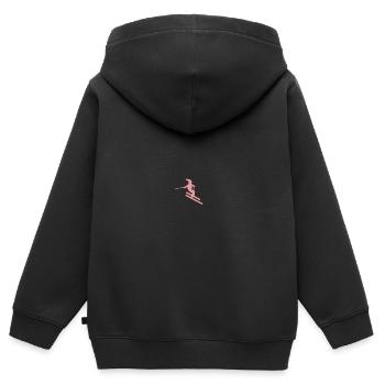 Ski skieur alpes hiver - Sweat Premium à capuche zippé enfant bio - noir - Dos - AI Model Kid Male (0cm)