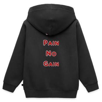 No Pain No Gain rouge - Sweat Premium à capuche zippé enfant bio - noir - Dos - AI Model Kid Male (0cm)