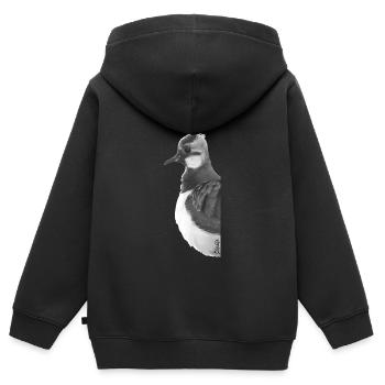 Kiebitz Porträt - Kinder Premium Organic Zip Hoodie - Schwarz - Hinten - AI Model Kid Male (0cm)