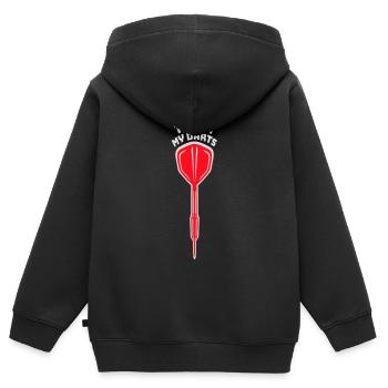 Do Not Touch My Darts Warnung Dartspieler Humor - Kinder Premium Organic Zip Hoodie - Schwarz - Hinten - AI Model Kid Male (0cm)