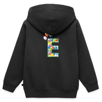 lettre E ballons - Sweat Premium à capuche zippé enfant bio - noir - Dos - AI Model Kid Male (0cm)