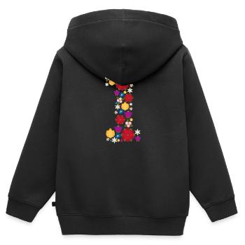 Flowers 1 - Kinder Premium Organic Zip Hoodie - Schwarz - Hinten - AI Model Kid Male (0cm)