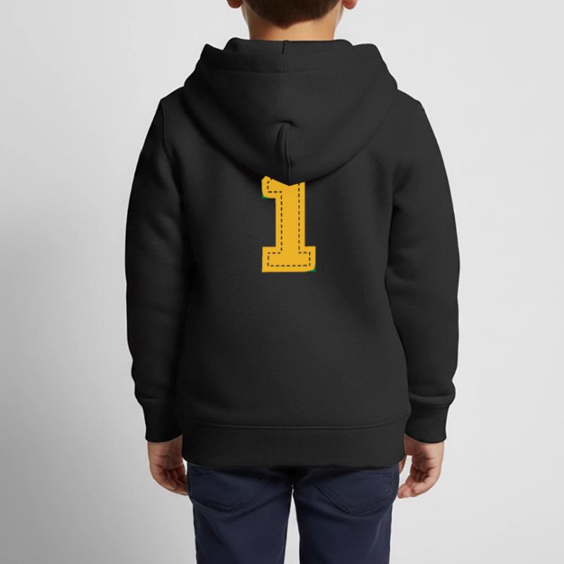 number one patch Kids Premium Organic Zip-up Hoodie