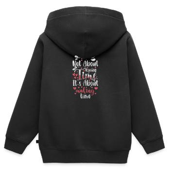 Uhr Zeichen Zeitlos Zeitreise - Kinder Premium Organic Zip Hoodie - Schwarz - Hinten - AI Model Kid Male (0cm)