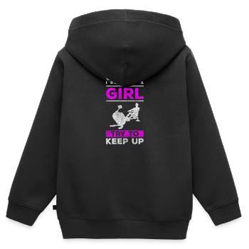 Rameur rameur gymnase de résistance - Sweat Premium à capuche zippé enfant bio - noir - Dos - AI Model Kid Male (0cm)