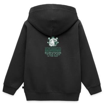 Hemorrhoid Survivor - Kinder Premium Organic Zip Hoodie - Schwarz - Hinten - AI Model Kid Male (0cm)