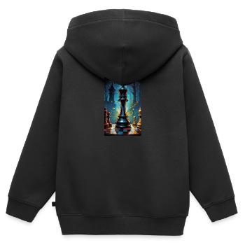 Échecs | Pièce d’échecs | Joueur d’échecs - Sweat Premium à capuche zippé enfant bio - noir - Dos - AI Model Kid Male (0cm)