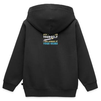 Don't Flatter Yourself I Was Looking At Your Veins - Kinder Premium Organic Zip Hoodie - Schwarz - Hinten - AI Model Kid Male (0cm)