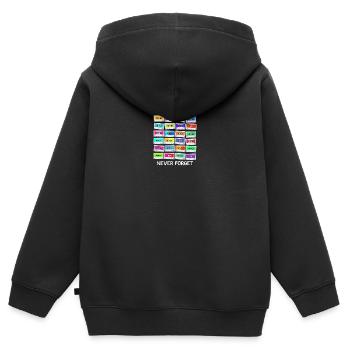 Never Forget Audio Cassette - Kinder Premium Organic Zip Hoodie - Schwarz - Hinten - AI Model Kid Male (0cm)