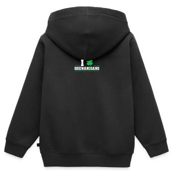 I Love Shenanigans Shamrock Irish Saint Paddy's - Kinder Premium Organic Zip Hoodie - Schwarz - Hinten - AI Model Kid Male (0cm)