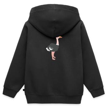 Strauß - Kinder Premium Organic Zip Hoodie - Schwarz - Hinten - AI Model Kid Male (0cm)
