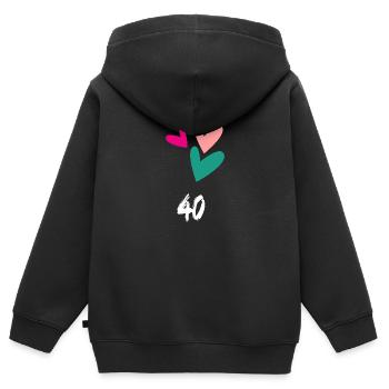 40. 40 ANS. 40e ANNIVERSAIRE. ANNIVERSAIRE 40 ANS. - Sweat Premium à capuche zippé enfant bio - noir - Dos - AI Model Kid Male (0cm)