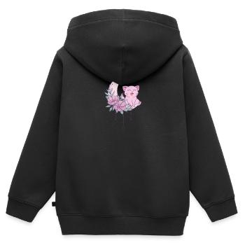 Mystic chat Lune croissant Wicca Pastel Goth - Sweat Premium à capuche zippé enfant bio - noir - Dos - AI Model Kid Male (0cm)