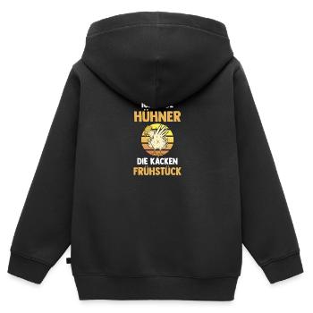 Ich Liebe Hühner Die Kacken Frühstück - Kinder Premium Organic Zip Hoodie - Schwarz - Hinten - AI Model Kid Male (0cm)