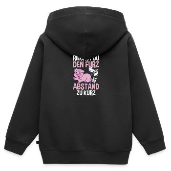 Riechst Du Den Furz Ist Der Abstand Zu Kurz - Kinder Premium Organic Zip Hoodie - Schwarz - Hinten - AI Model Kid Male (0cm)