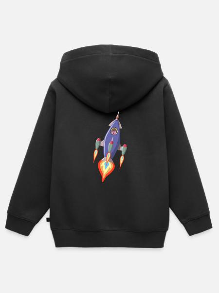 Rocket Spaceship Astronaut - Kids Premium Organic Zip-up Hoodie - black