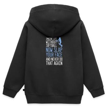 Softball - Sweat Premium à capuche zippé enfant bio - noir - Dos - AI Model Kid Male (0cm)